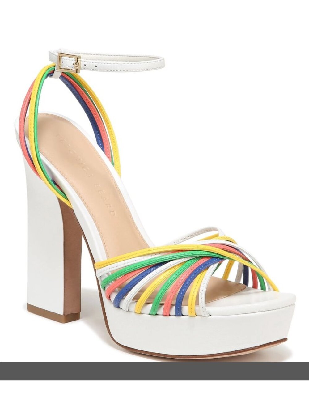 Veronica Beard Fletcher Women's Leather Platform Heels Sandals Multi Size 9.5